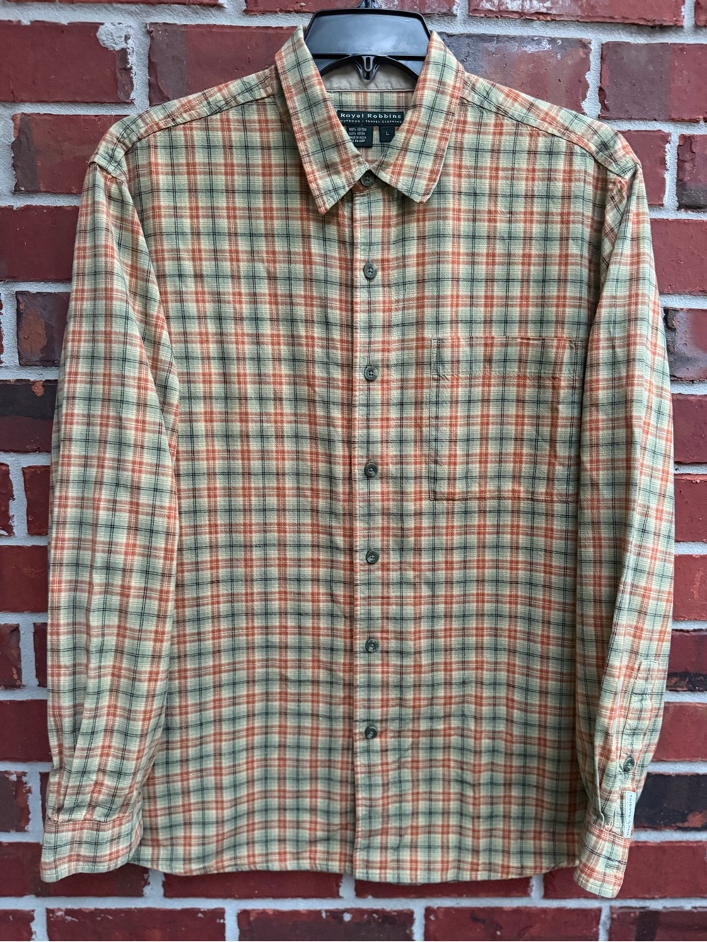 Royal Robbins Outdoor Travel Clothing L Plaid Button-Up Long Sleeve Shirt F7